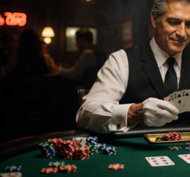 Zbliżenie na krupiera rozdającego karty pokerowe w Turnavii