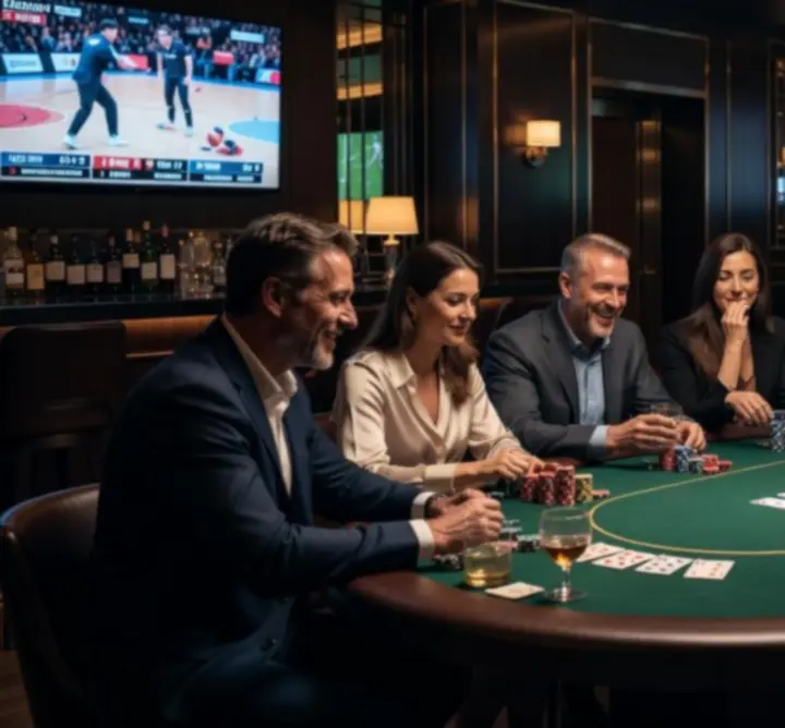 Stół pokerowy przygotowany do turnieju w barze Turnavia