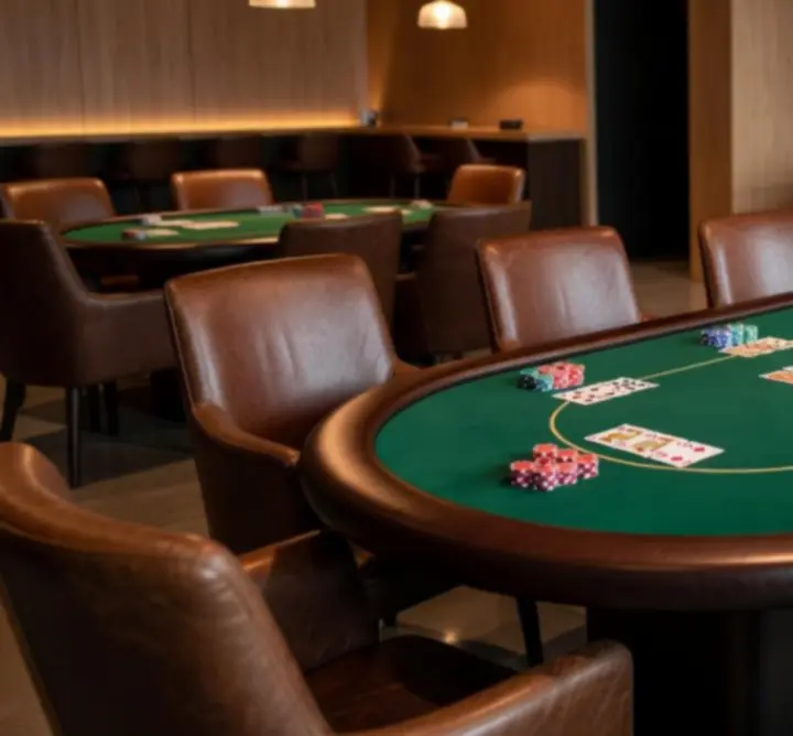 Stól pokerowy przygotowany do wieczoru w 